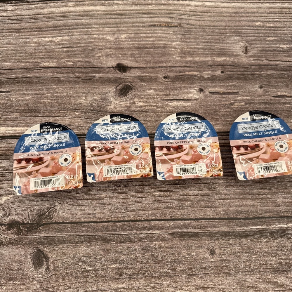 Lot Yankee Candle Pink Cherry & Vanilla Wax Melt Tart Singles x 4 0.8 oz